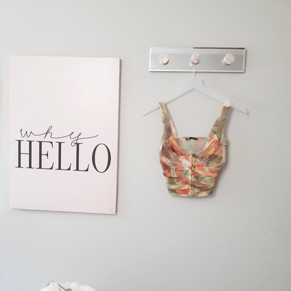 NWOT Zara multicoloured abstract printed tulle corset-inspired crop top, S - Picture 8 of 11